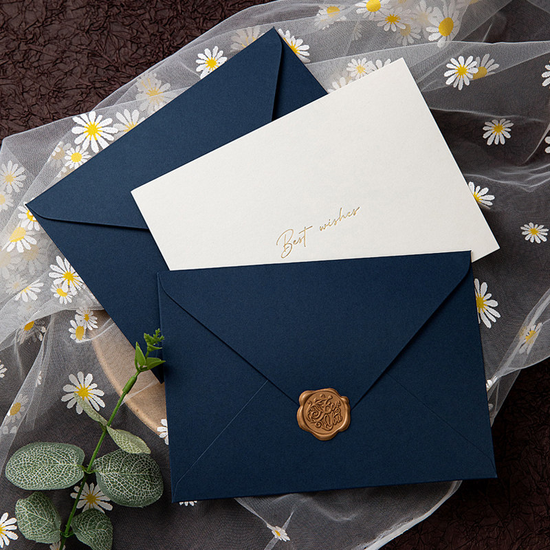 深蓝色小清新森系文艺婚礼加厚高级感信封信纸卡片火漆蜡贴套装酒,文具电教/文化用品/商务用品,信封,淘宝优惠券,粉丝福利购,淘宝优惠卷