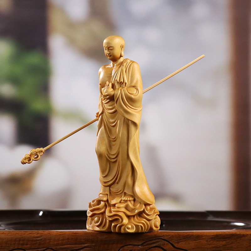 黄杨木雕地藏王菩萨摆件家居装饰供奉客厅佛像招财实木工艺品收藏