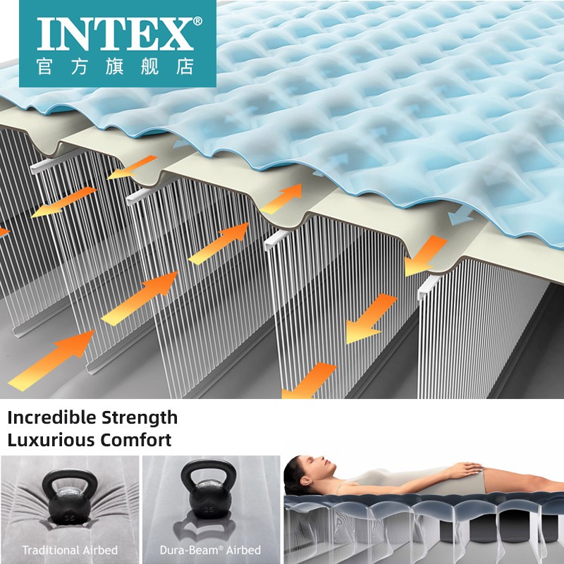 intex充气床垫人家用单人米内置电动冲气床卧室折叠气垫床