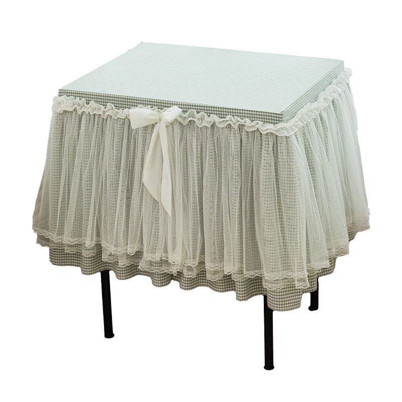 新款床头柜盖巾绿色格子家用卧室床头柜防尘罩保险柜蕾丝盖布罩,居家布艺,床头柜盖布,淘宝优惠券,粉丝福利购,淘宝优惠卷