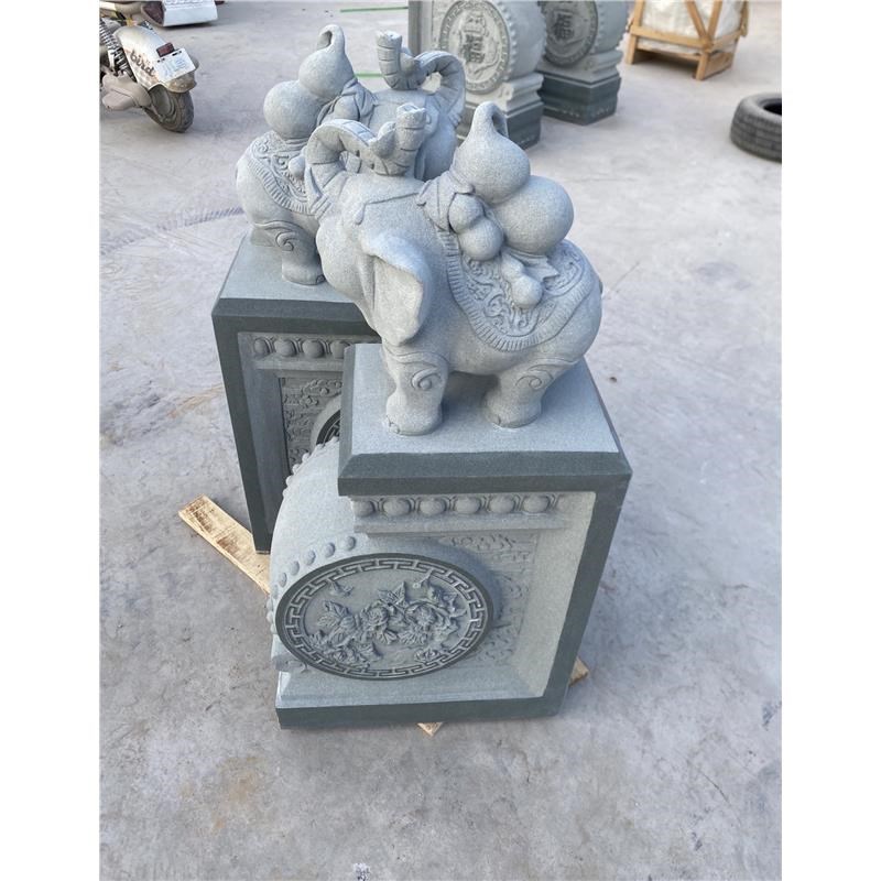 门墩抱鼓石一对天然汉白玉大象石鼓青石貔貅别墅门口招财摆件