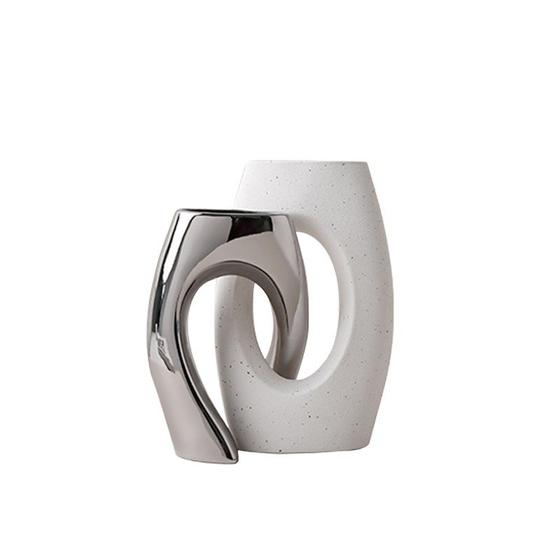 现代创意交叉管艺术电镀陶瓷瓶客厅高级感奶油风软装,家居饰品,桌面摆件,淘宝优惠券,粉丝福利购,淘宝优惠卷