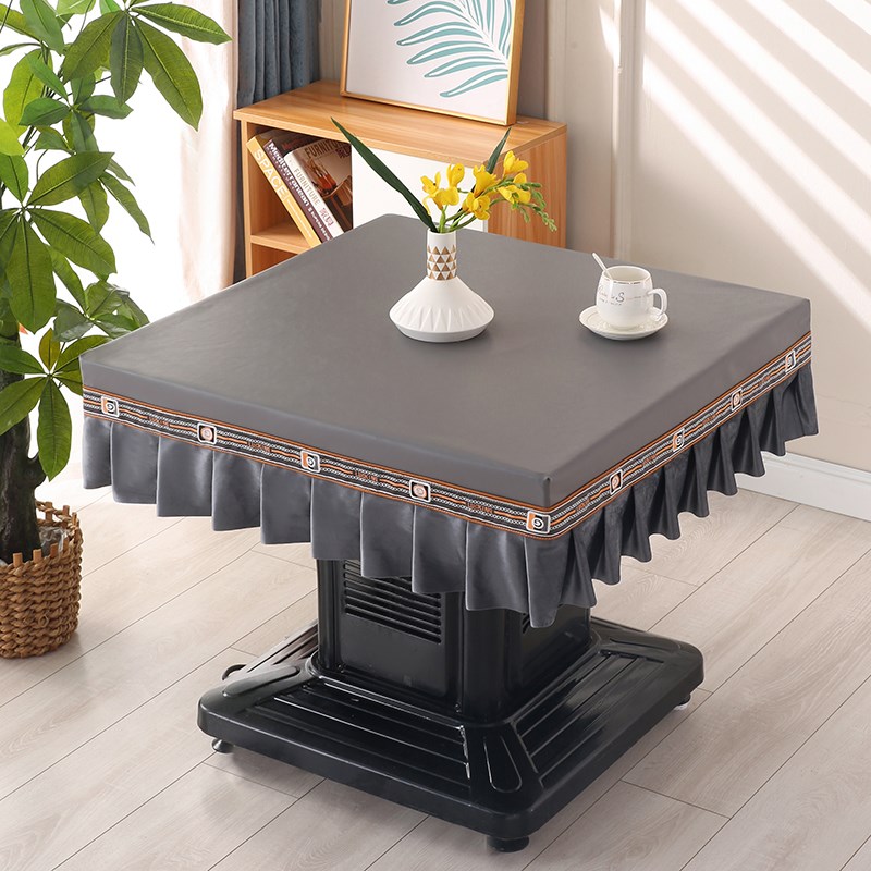 正方形裙式烤火桌子罩面绒加厚取暖桌罩电炉罩烤火罩子新款