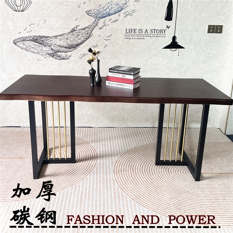 碳素钢T型桌脚型支架大板桌茶几办公桌腿餐台脚书桌铁艺支撑架子