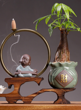 办公室业招财树绿植文竹小盆景客厅玄关桌面装饰品