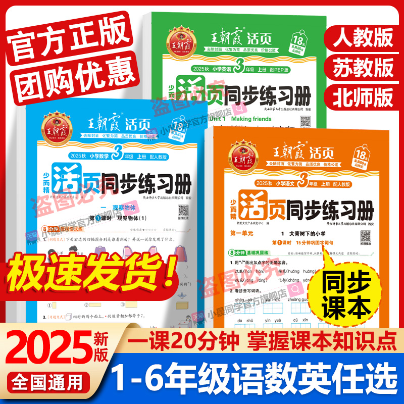 2025秋季王朝霞活页同步练习册