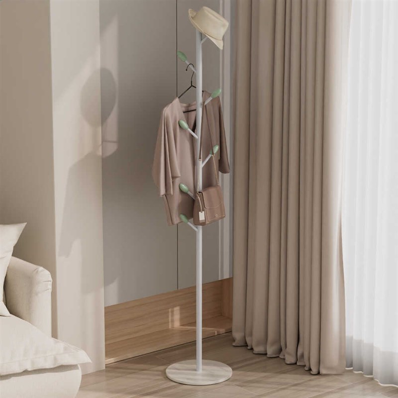 网红落地衣帽架卧室家用挂衣架奶油风创意岩板金属铁艺立式收纳架