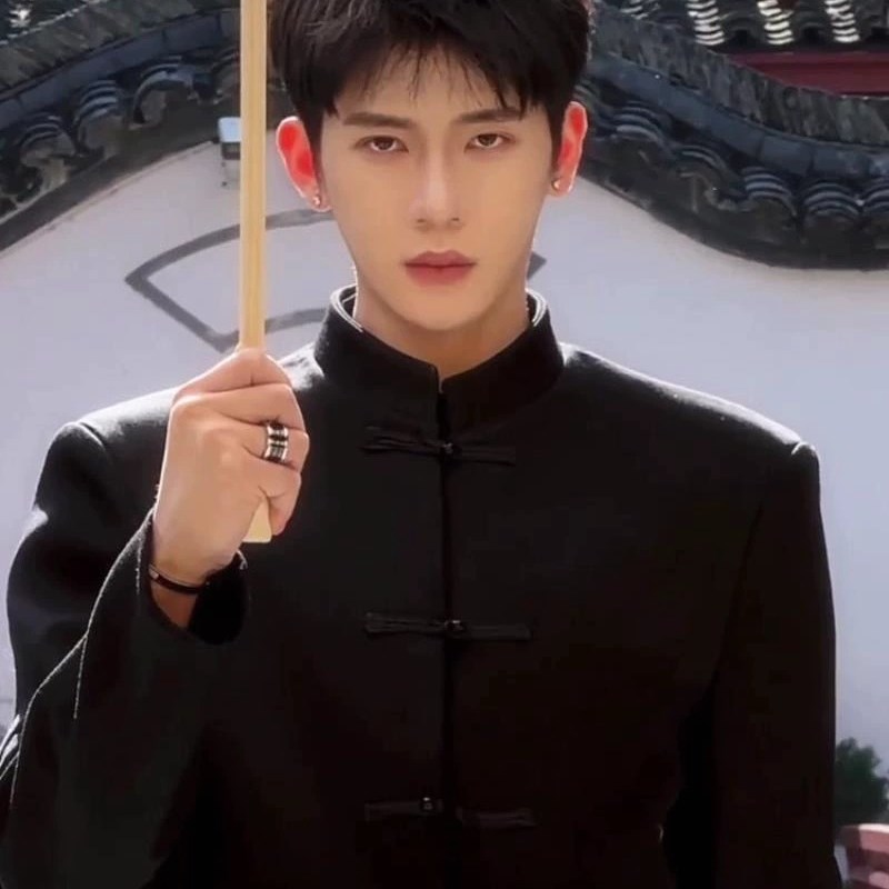 新中式男装中西装男高级感春秋立领垫肩外套中山装唐装休闲服套装