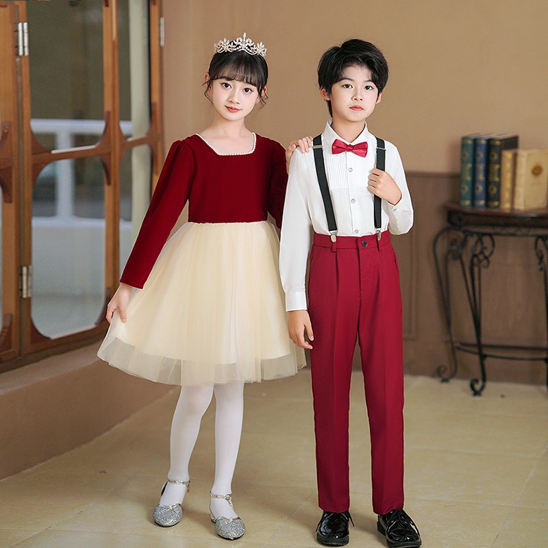 元旦儿童合唱演出服中小学生大合唱团男女童诗歌朗诵比赛表演服装
