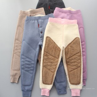儿童护膝保暖裤内穿冬季校服神器男童加绒加厚秋裤女童羊羔毛棉裤