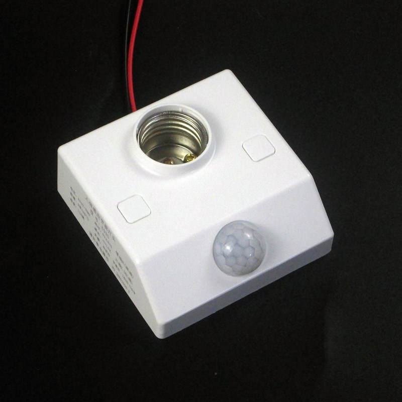E27红外线人体感应灯座可调光控开关86型led螺口灯头延时可调220V