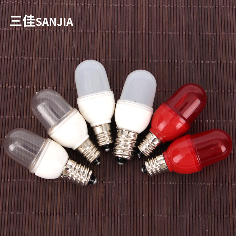 1W节能LED蜡烛E12E14小螺口白暖红光冰箱缝纫机学生神台床头灯泡