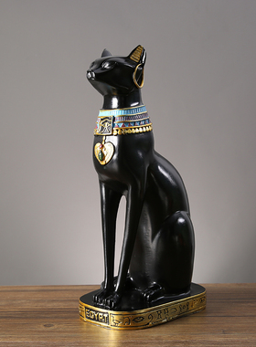 埃及猫招财猫中古摆件客厅玄关家居桌面书房复古装饰品创意摆设