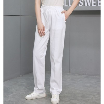 护士裤白色松紧腰女蓝色加大码医师白大褂护士服冬季加绒工作裤子