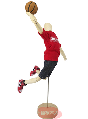 梧棣木人关节灵活可动篮球木人偶摆件木头人偶装饰篮球主题礼品