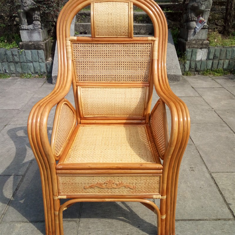 老板椅大腰枕椅高靠背真藤扶手成人