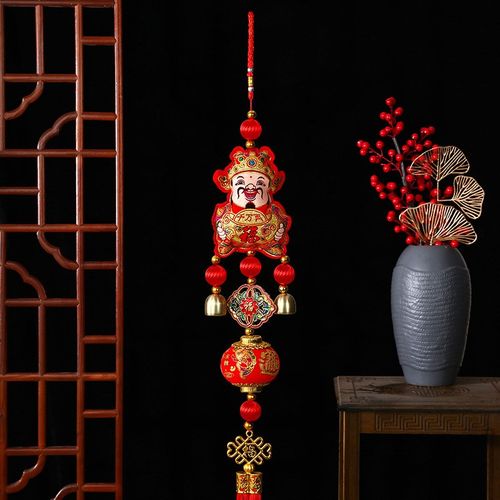 蛇年新年福字装饰用品铃铛财神钱袋挂饰过年室内大门植绒灯笼挂件