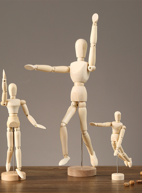 桌面木偶人关节手指模型可动小木头人体摆件服装店艺术家居装饰品