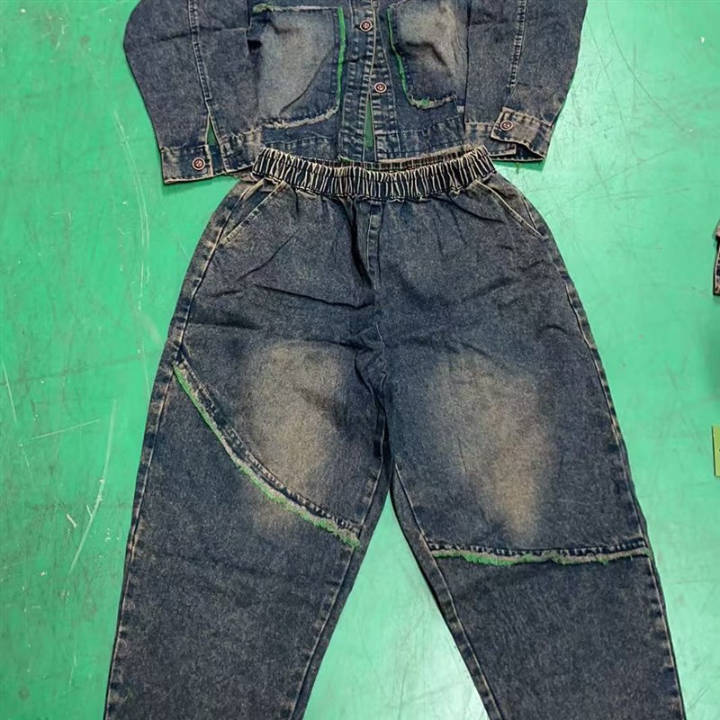 炒色做旧牛仔外套女时尚设计感宽松百搭毛边翻领上衣潮J33