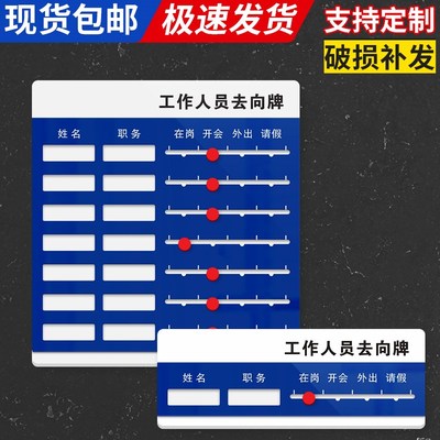 工作人员去向牌定制姓名职位告知牌可更换动向通知牌单位办公室人