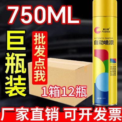 整箱大容量12瓶自动手摇自喷漆黑色白色红色金属汽车防锈油漆喷罐