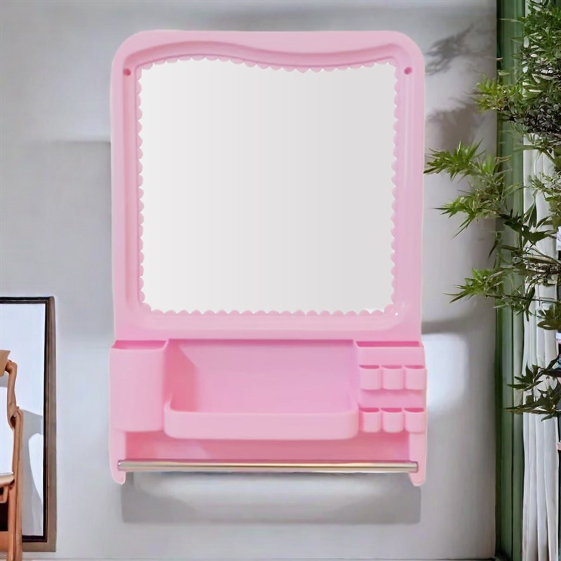 免打孔梳妆台化妆浴室镜子塑料壁C挂镜厕所家用卫生间挂墙镜方镜