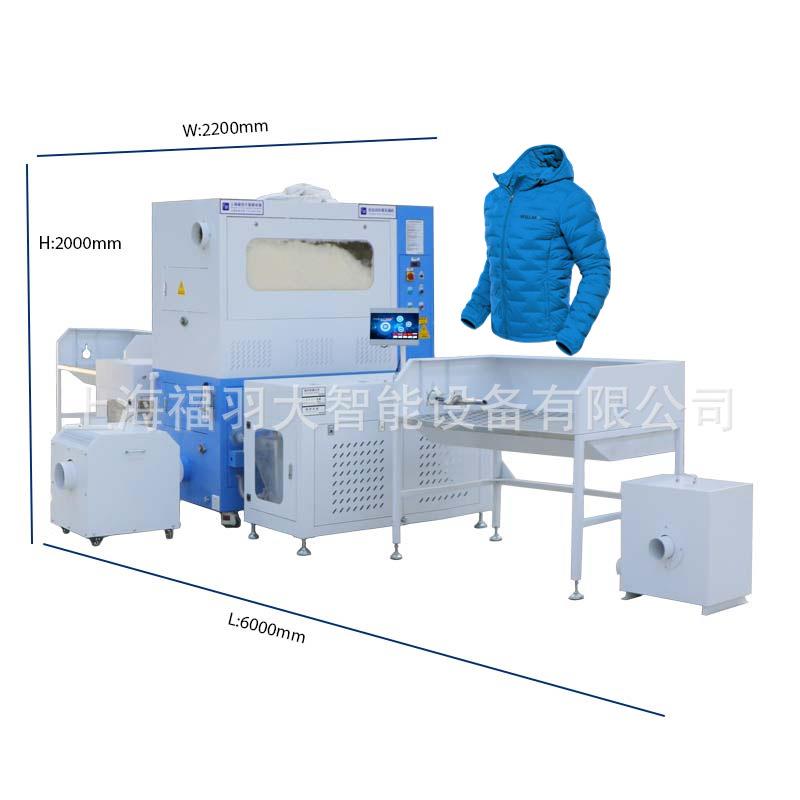 自动定量压胶花格羽绒服充绒机2头12秤充鹅绒低噪音