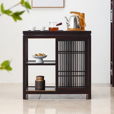 宋韵非洲小叶紫檀茶水柜新中式茶几全实木边几赞比亚血檀边柜茶桌