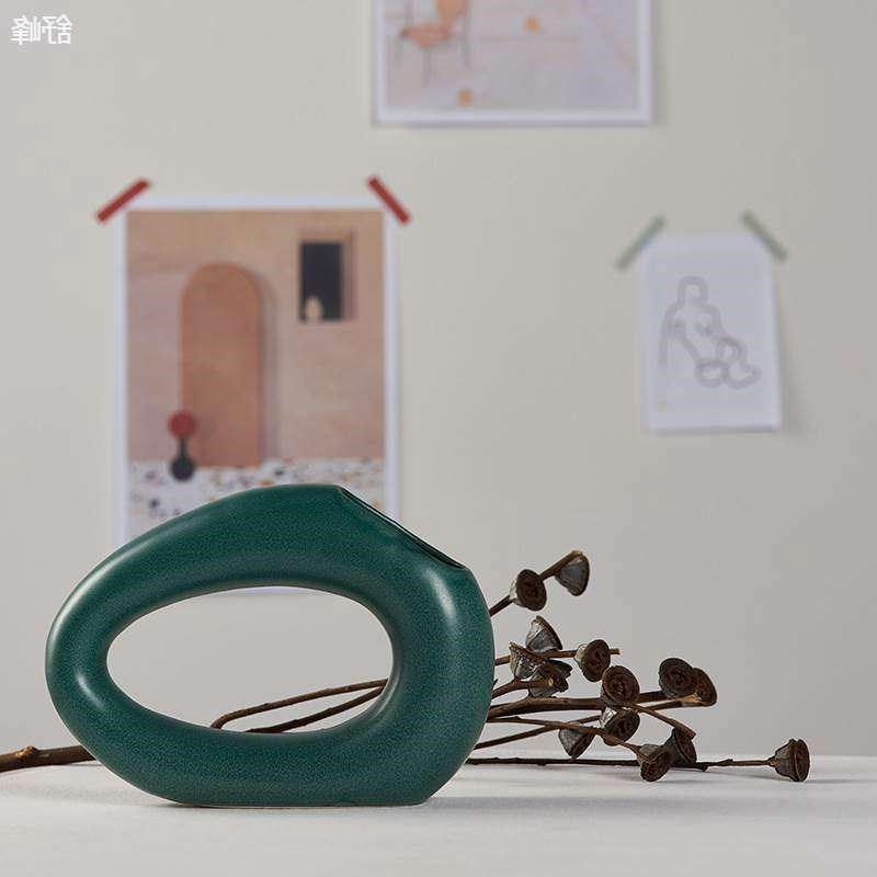 北欧干花花瓶白色陶瓷家居摆件插花水培民宿咖啡馆工作室装饰