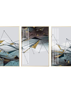 抽象客厅装饰画三联北欧几何线条创意时尚餐厅壁画沙发背景墙挂画