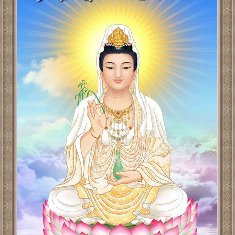 佛像十字绣观世音菩萨坐莲观音十字绣寺庙供奉挂画文殊菩萨非成品