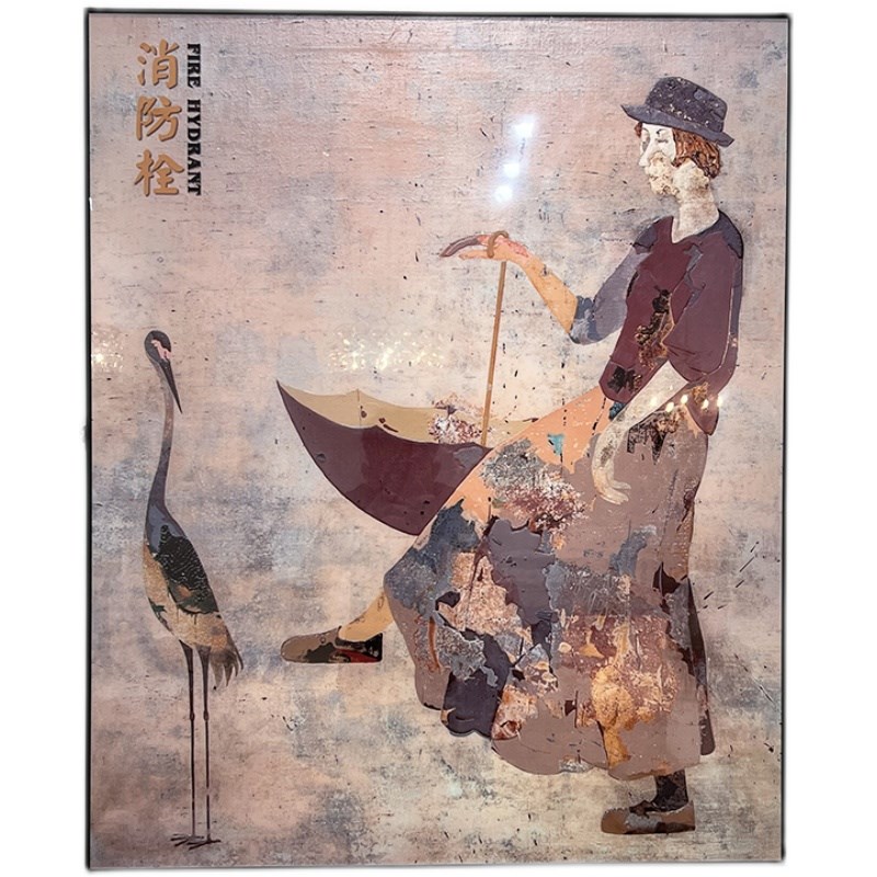 铝合金晶瓷遮盖消防栓挂画复古装饰画遮挡电箱电表箱盒消火栓挂画图片