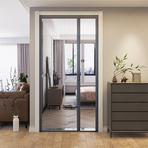 纱门防蚊门隐形推拉门帘纱帘免打孔家用高档夏季铝合金折叠纱窗门