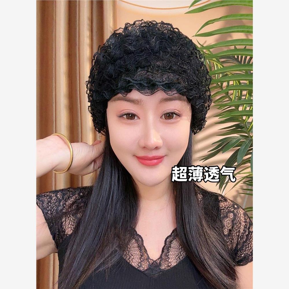 遮白发女士夏天包头帽子薄款百搭弹力套头帽网纱透气光头帽假发帽