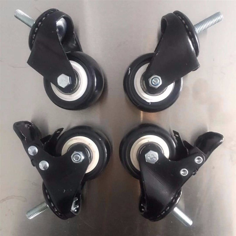 不锈钢货架厨房置物架配套双轴承工业轮万橡胶静音万向轮带刹车轮