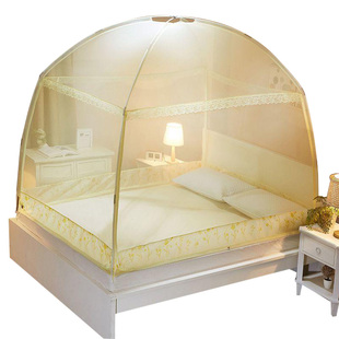 三开门蒙古包蚊帐可挂小风扇可拆卸加高有底拉链款1米2单人床家用