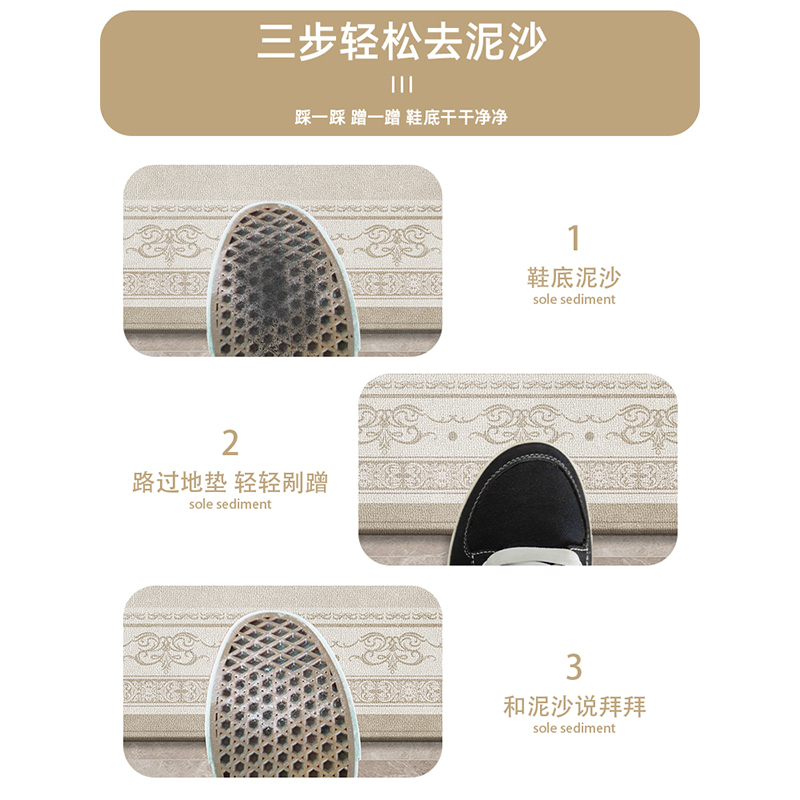 入户门地垫欧式复古高级感极简免洗进门口家用地毯门厅防滑脚垫子
