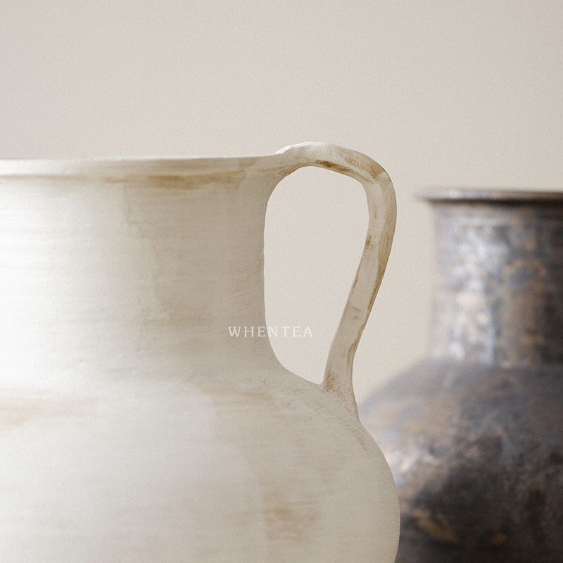 闻说日式侘寂风纯手工大花瓶 景德镇陶艺茶空间花器摆件茶道具