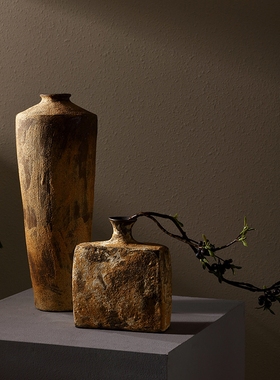 形上 陶瓷花瓶摆件日式民宿酒店玄关新中式装饰水培插花复古侘寂