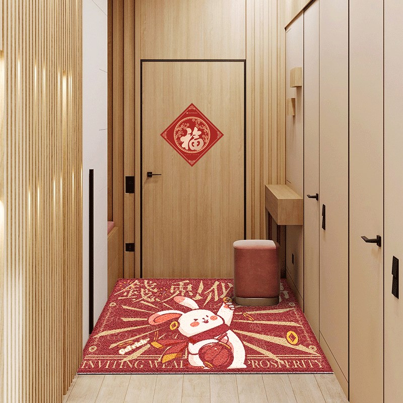 定制进门门垫红丝圈地垫脚垫门口地毯防滑家用门前垫玄关入户蹭泥