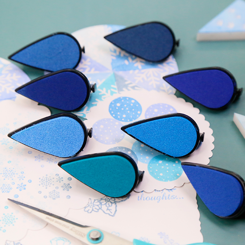 花瓣印台 8色水滴可抽拉单色花梨鼠多色印台手帐橡皮章手指画印泥