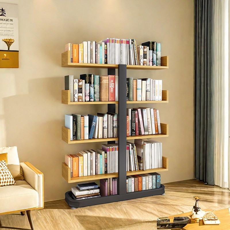 书架一体靠墙书柜置物架儿童图书馆多层钢制木简易收纳架子