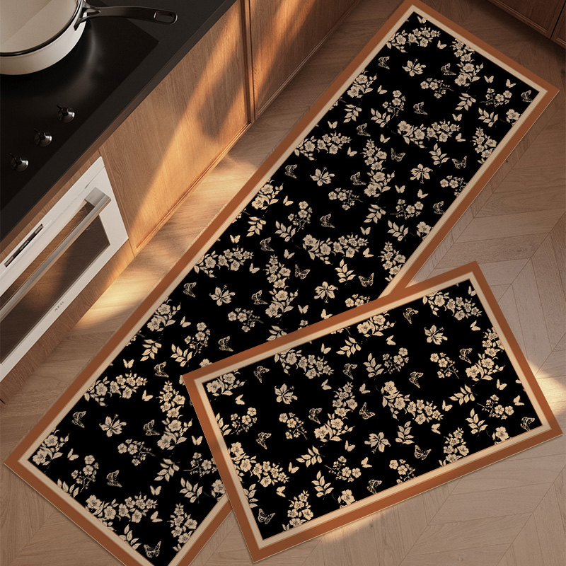 科技皮厨房专用地垫中古吸水防油防滑脚垫耐脏长条免打理地毯定制