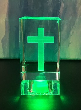 水晶十字架小摆件 客厅玄关卧室小夜灯摆饰品送弟兄姊妹生日礼物