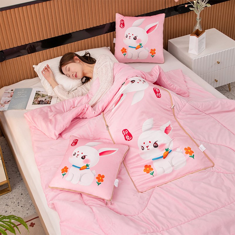 12生肖抱枕被子两用冬季加厚水晶绒汽车载毯子午睡枕头靠枕二合一