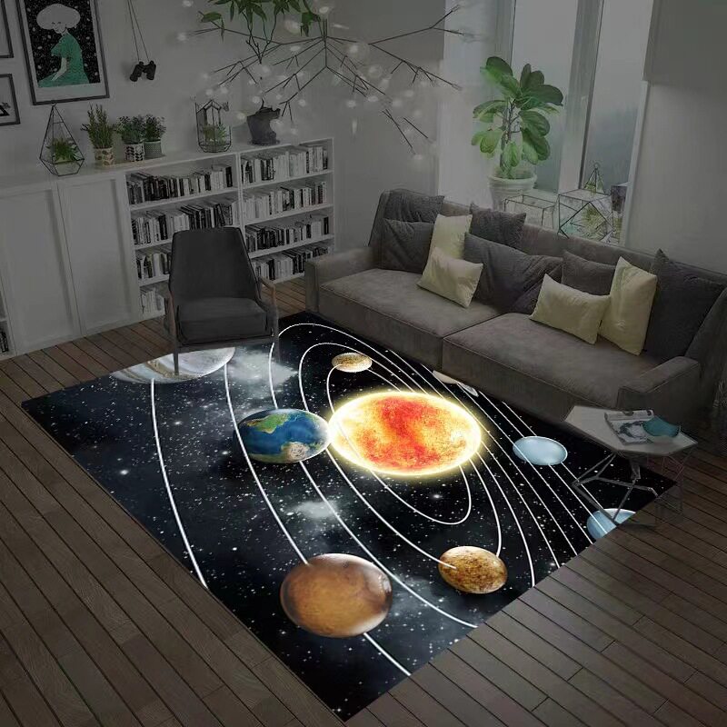 3D星球视觉地毯家用卧室床边毯客厅沙发茶几毯儿童房地毯现货