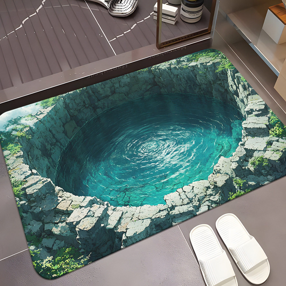 亚马逊浴室地垫3D视觉海洋地垫卫生间吸水地垫玄关入户门垫