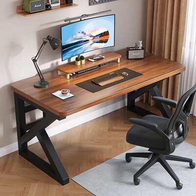 实木台式电脑桌家用卧室办公桌书桌学生书桌碳纤维双人电竞桌子