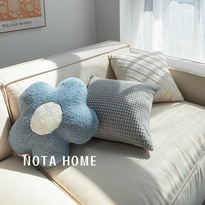 太阳花抱枕纯色毛绒靠枕可爱超软抱枕花朵异形靠垫女生睡觉抱枕