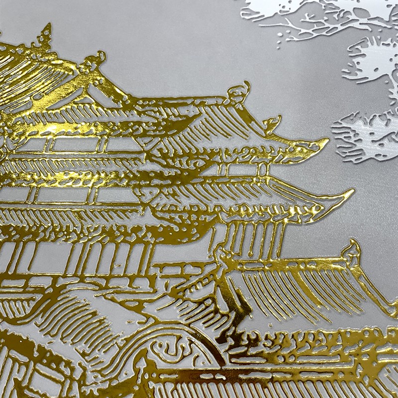 超大3D立体肌理鎏烫金银箔壁画uv装饰打印艺术微喷绘油画芯布定制